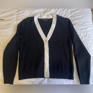Black Cardigan with White Trim